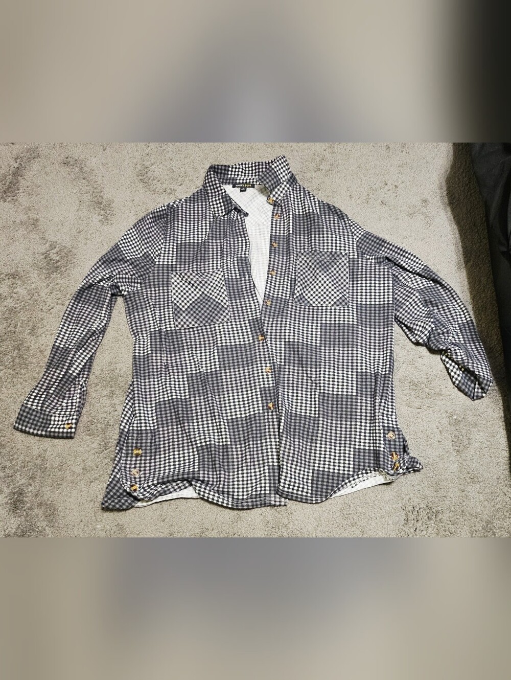 Womens Plus Size Robert Louis Gray/black/white button up dress shirt size 2xl
